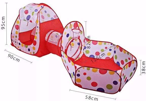 juguetes - Piscina De Pelotas Con Tunel Y Casa 3 En 1 para niños Ideal Regalo CASTILLO CASA 2