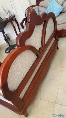 muebles y colchones - Juego de sala completo en Caoba Sólida 5 piezas  2