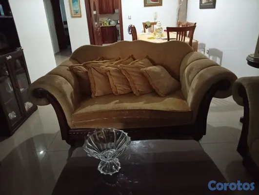 muebles y colchones - juego de sala en caoba  3