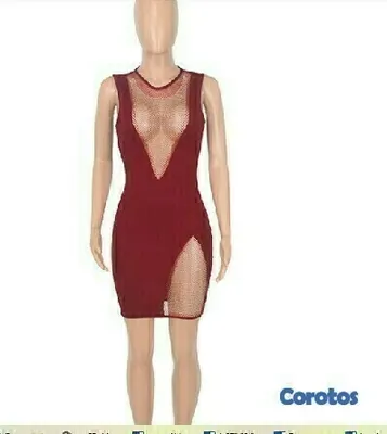 ropa para mujer - Vestido corto  de fiesta en color rojo vino.  3
