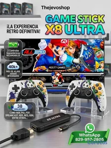 Gamestick x8 ultra con 2 controles recargables y más de 40 mil juegos 