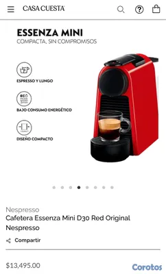 otros electronicos - CAFETERA NESPRESSO ESSENZA MINI D30 ORIGINAL – ROJA 7