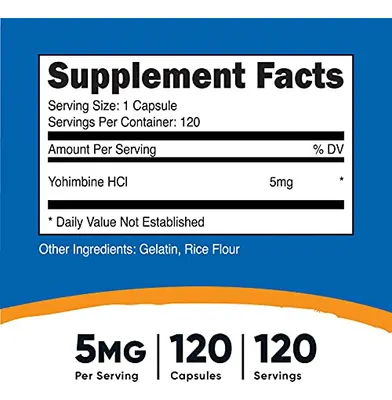 Salud y Equipamiento Médico - Nutricost Hcl 5 Mg, 120 Capsulas Yohimbina Fuerza Extra 3