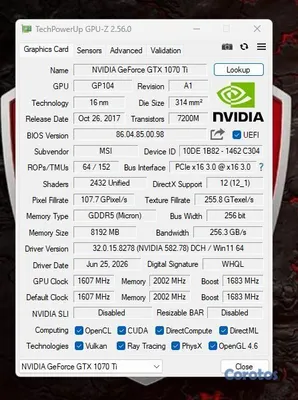 computadoras y laptops - Tarjeta de Video MSI GTX 1070 Ti DUKE 8GB (3 Fans) 10