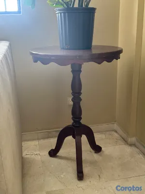 decoración y accesorios - Mesita auxiliar clásica de madera con pedestal 5