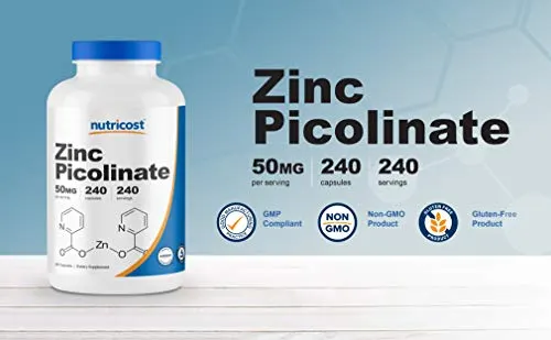 Salud y Equipamiento Médico - Nutricost Zinc Picolinato 50 Mg, 240 Capsulas Vegetarianas - 4
