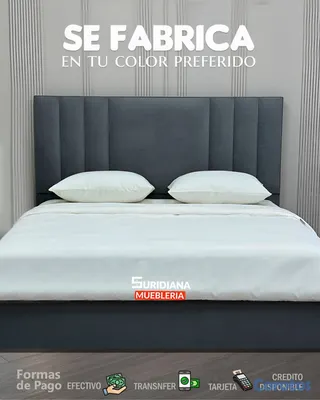 muebles y colchones - Cama tapizada color Gris y Beige+ Colchon. Nueva 2