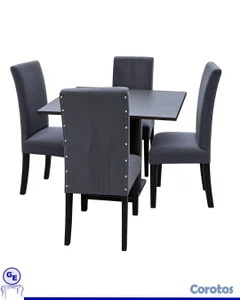 Comedor de 4 sillas, pequeño con mesa cuadrada, co