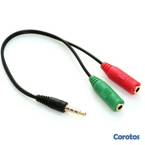 Adaptador divisor de audio audifono y microfono con conector 3.5mm