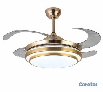 Abanico de techo con lampara decorativa Winlec (Dorada) 