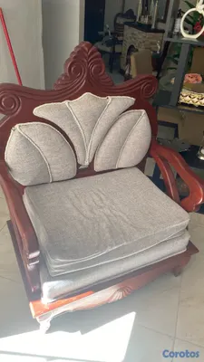 muebles y colchones - Juego de sala completo en Caoba Sólida 5 piezas  6