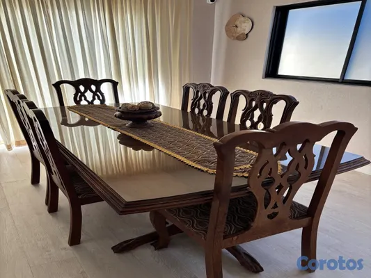 cocina - Comedor de 6 sillas en material de caoba con tope de cristal  3