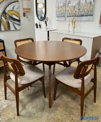 muebles y colchones - Juego de comedor redondo de 4 sillas importado 3