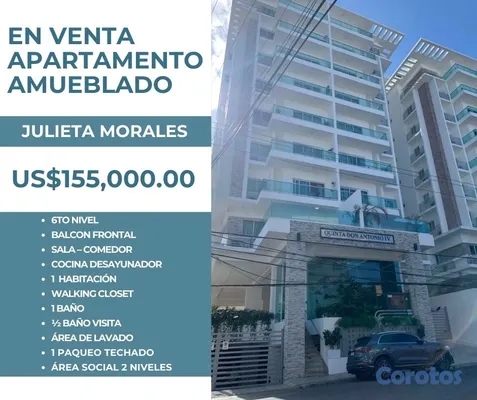 apartamentos - Apartamento amueblado en Julieta Morales a pasos del Bravo 11
