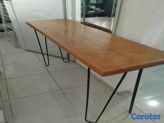 decoración y accesorios - Repisa de madera con patas de hierro.
 4