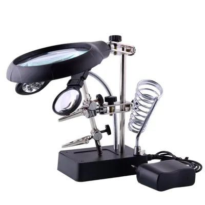 accesorios para electronica - Lupa de soldar con clip auxiliar y soldador de mano 3 en 1. Herramientas 2
