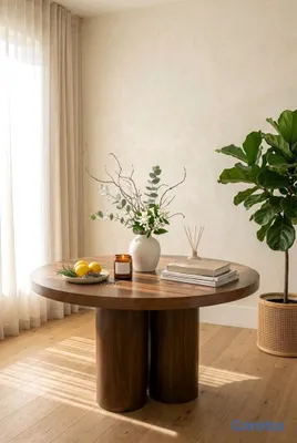 muebles y colchones - Mesa comedor redonda madera maciza 6 puestos 149cm 5
