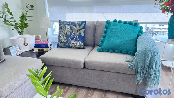 muebles y colchones - Juego de muebles 3 y 2 plazas – Tapizado gris Vend 3