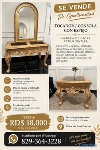 Vendo repisa con espejo y mesa de centro. 