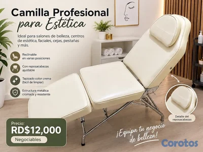 🤍 Elegante camilla reclinable color crema, ideal p