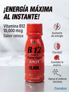Shot de vitamina B12 sabor a cherry ideal para la anemia  