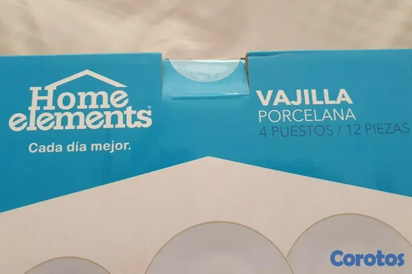 cocina - Vajilla de porcelana blanca, 12 piezas, delicado ribete dorado 2