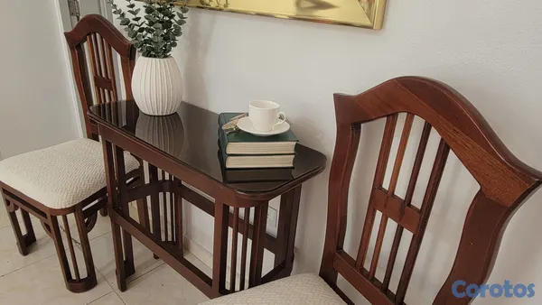 muebles y colchones - Combo de caoba, repisa y sillas con estilo clásico único. 3