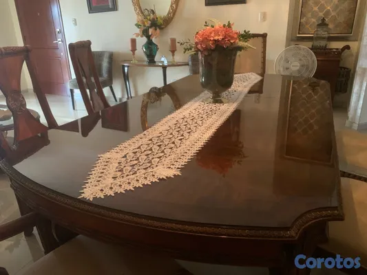 muebles y colchones - Juego de comedor clásico de 6 sillas 5