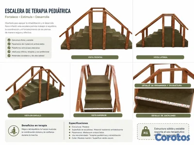 Escalera de terapia pediátrica con pasamanos de ma