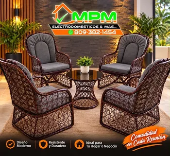 decoración y accesorios - Juego de 4 Mecedoras Reina (Grandes) y mesa de centro en fibra de vidrio 