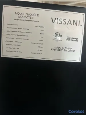 electrodomesticos - freezer vertical Vissani 6.9 cuft 115v 5