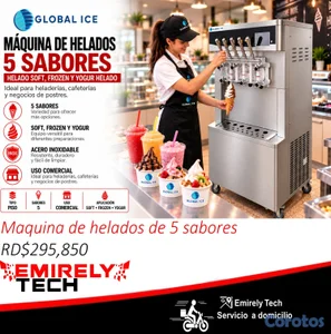Maquina de helados soft de 5 sabores yogur helado 