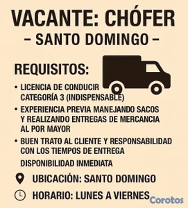 Chofer de entrega y retiro de mercancía
