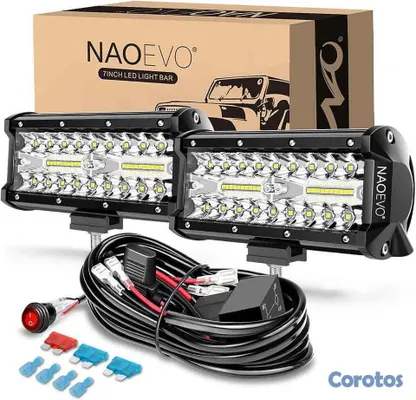 accesorios para vehiculos - Kit 2 Barras LED NAOEVO 7” 240W 24,000LM + Cablead 2