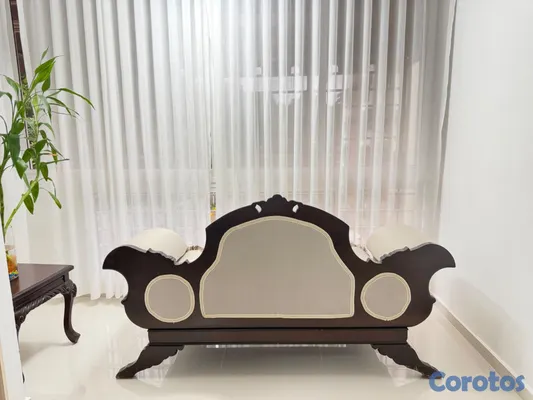 muebles y colchones - Juego de sala clásico de caoba con mesa de centro 4