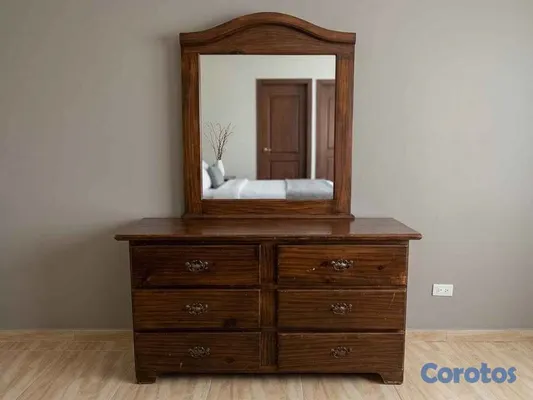 muebles y colchones - Juego de Habitación Queen en Madera Sólida + Colch 2