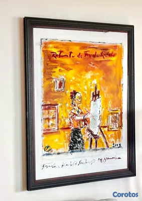 arte y antigüedades - OBRA ORIGINAL AL ÓLEO – JOSÉ SOTERO Inspirada en Frida Kahlo. Firmada. Enmarcada 3