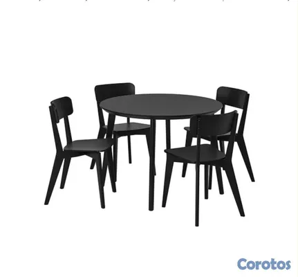 muebles y colchones - Comedor redondo negro 4 sillas 2