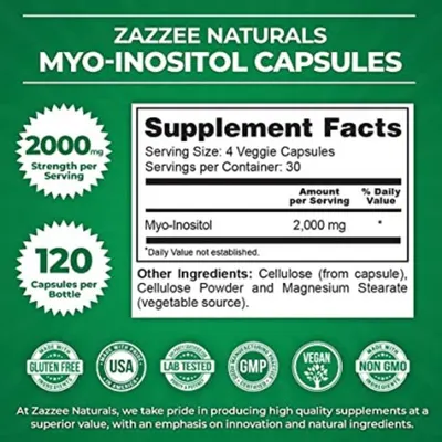 Salud y Equipamiento Médico - Zazzee Myo - Inositol 120caps - Un - Unidad A $3216 2