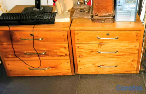 muebles y colchones - Mesas de noche roble natural – 3 gavetas 5