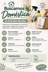 Se solicita empleada Domestica