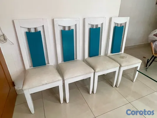 muebles y colchones - comedor de 4 sillas, mesa de cristal  2