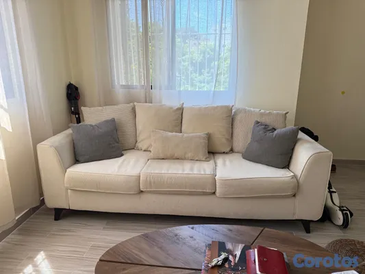 muebles y colchones - Sofá de 3 plazas color beige – moderno y cómodo 3