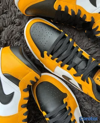 zapatos unisex - Tenis Teni Sneaker NIKE AIR JORDAN 1 MID TAXI BLACK YELLOW Original Originales🚕 4