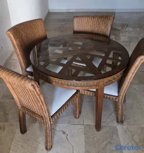 Hermoso Juego de Comedor Redondo en Madera Teka y 