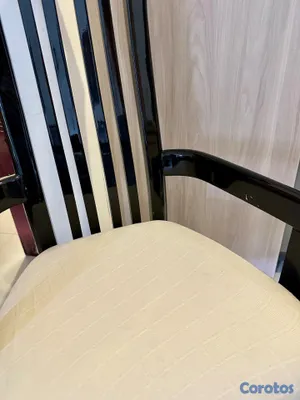 muebles y colchones - Set de 6 sillas de comedor negras con tapizado cre 6