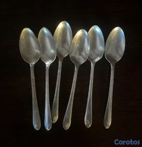 Juego de cubiertos antiguo baño en plata