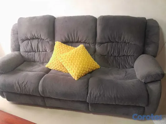 muebles y colchones - Juego de sala reclinable de tela microfibra 2