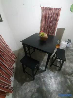 muebles y colchones - Comedor negro con 4 bancos 6