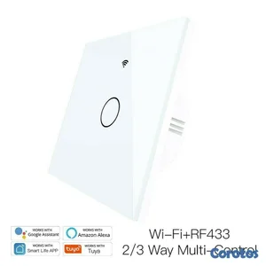 Interruptor tactil WIFI 1 conector, conecta con Alexa y Google Home no usa neutr